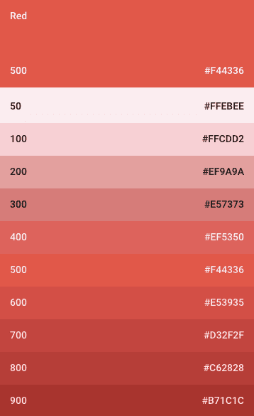 material design red palette